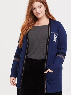 Harry Potter Ravenclaw Blue Varsity Boyfriend Cardigan Wizard Universal Size 14